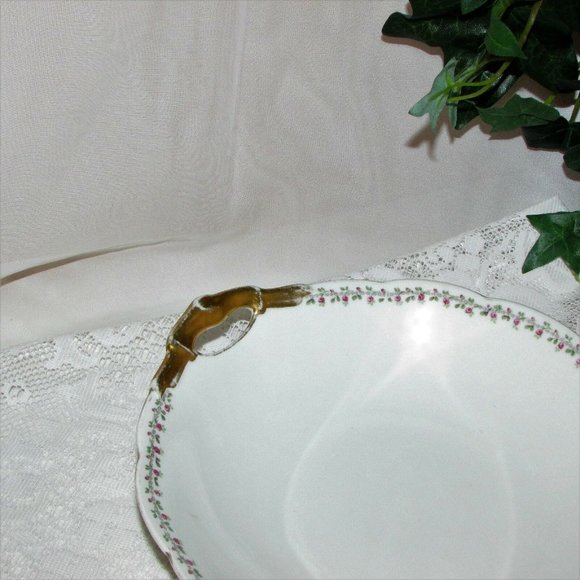 Antique Serving Bowl LIMOGES BERNARDAUD France Cottagecore Shabby Vintage Decor - Picture 6 of 11
